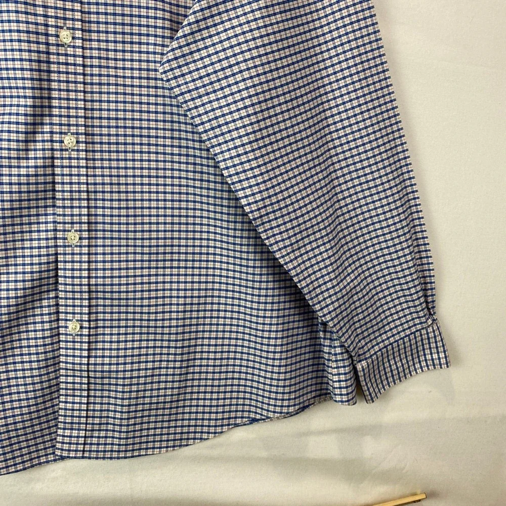 Brooks Brothers Regent Fit Mens XXL Blue Red Tattersall Non-Iron Stretch Shirt